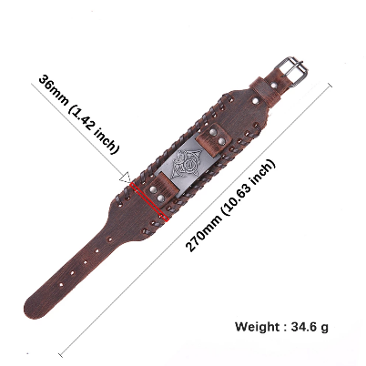 Viking Winged Dragon Leather Bracelet (Black or Brown)