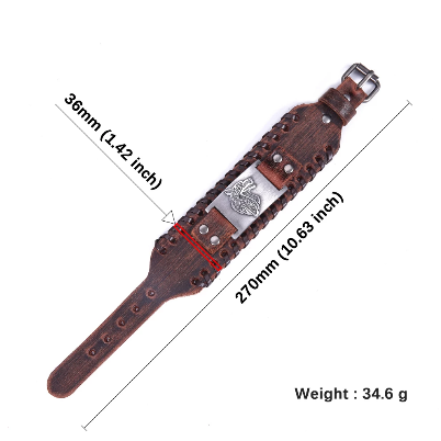 Nordic Wolf Leather Bracelet (Black or Brown)