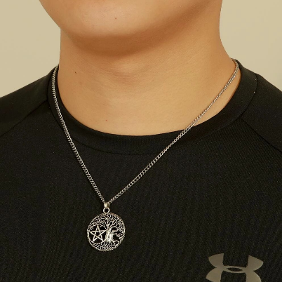 23.5" Star Pentagram Tree of Life Pendant Necklace