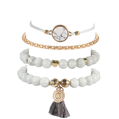 4pcs Bohemian Stone Beads Chains Bracelet Set