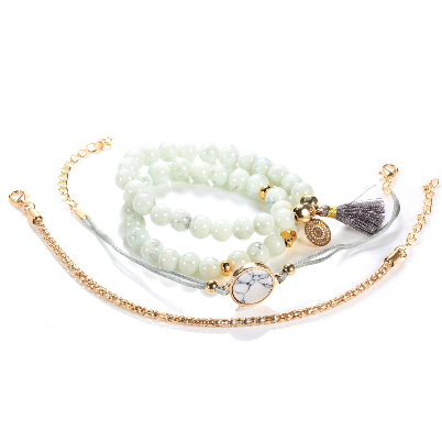 4pcs Bohemian Stone Beads Chains Bracelet Set
