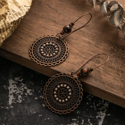 Bohemian Medicine Wheel Drop Earrings