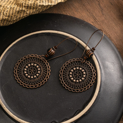 Bohemian Medicine Wheel Drop Earrings