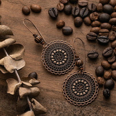 Bohemian Medicine Wheel Drop Earrings