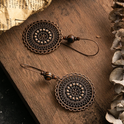 Bohemian Medicine Wheel Drop Earrings