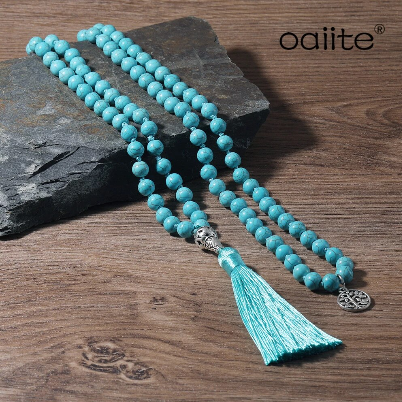Tibetan Prayer / Meditation Bead Necklace (Mala) Turquoise Stone