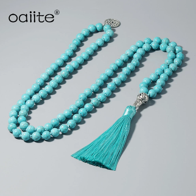 Tibetan Prayer / Meditation Bead Necklace (Mala) Turquoise Stone