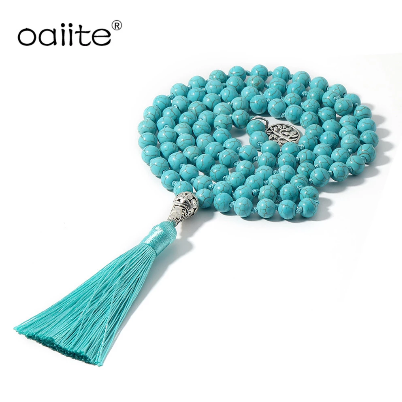 Tibetan Prayer / Meditation Bead Necklace (Mala) Turquoise Stone