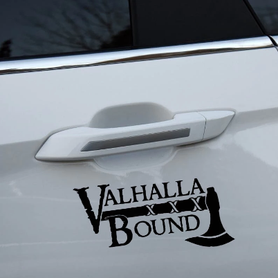 Valhalla Bound Viking Decal (Black or Silver)