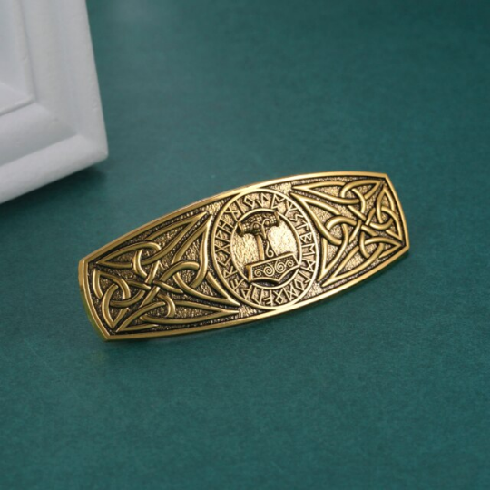 Viking Knots + Thor HammerHair Clip (Gold or Silver)