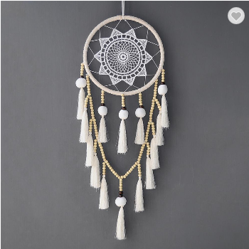 Boho Handmade Dream Catcher White Tassels Wood Beads Dreamcatcher (1)