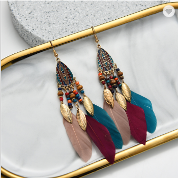 Native Boho Feathered Earrings (3 Colors)