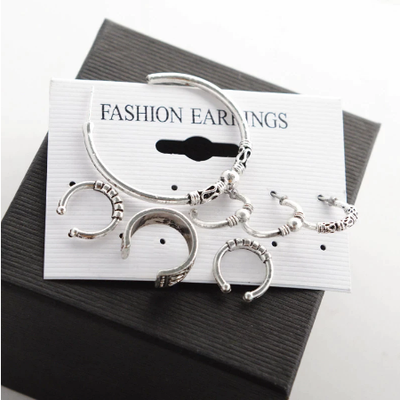 7pcs Vintage Hoop Goth / Boho Earring Set