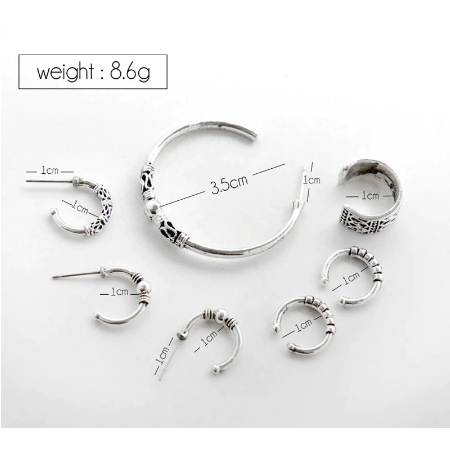 7pcs Vintage Hoop Goth / Boho Earring Set