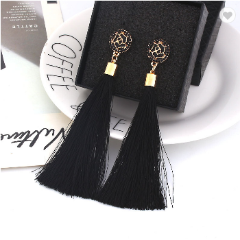 Long Fan Tassel Drop Earrings (4 colors)
