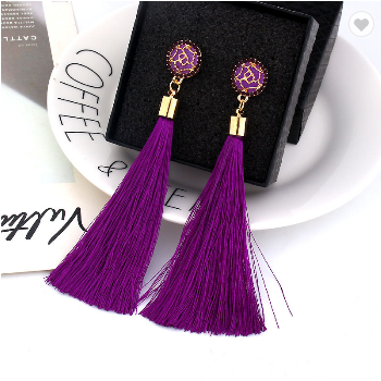 Long Fan Tassel Drop Earrings (4 colors)