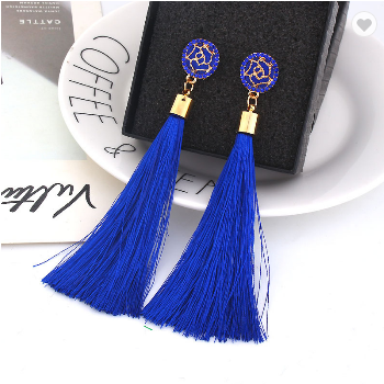 Long Fan Tassel Drop Earrings (4 colors)