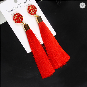 Long Fan Tassel Drop Earrings (4 colors)