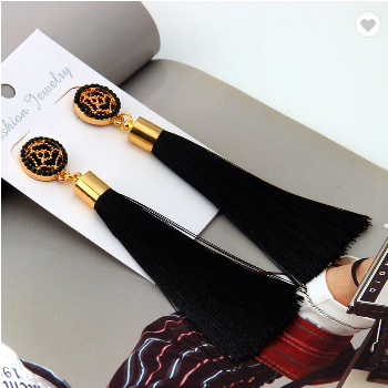 Long Fan Tassel Drop Earrings (4 colors)