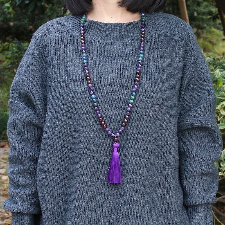 Natural Garnet Mala With Tassel (With or W/O Bracelet)