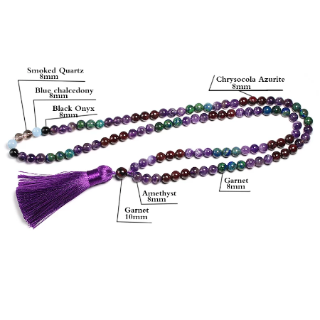 Natural Garnet Mala With Tassel (With or W/O Bracelet)