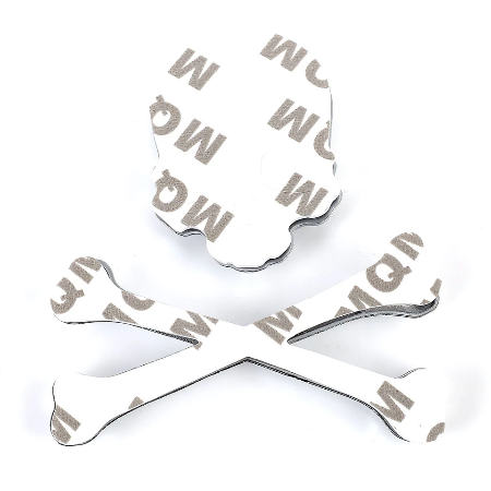 Skull And Cross Bones Metal Decal (Gold or Silver)