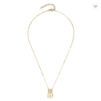 925 Sterling Silver Dreamcatcher Pendant Necklace 18K Gold Plated