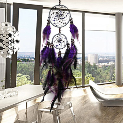 Purple Feather Dreamcatcher - Handmade