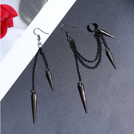 Punk Gothic Spike Metal Chain Drop Dangle Earrings