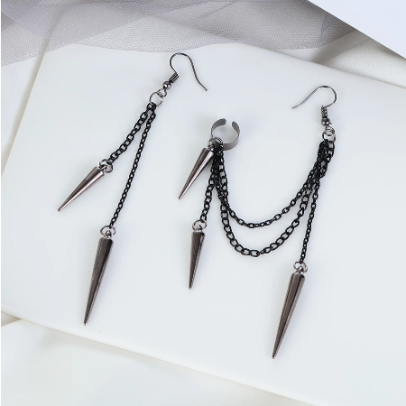 Punk Gothic Spike Metal Chain Drop Dangle Earrings