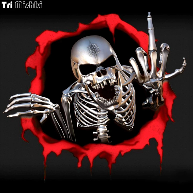 Fippin' Chrome Skeleton Decal