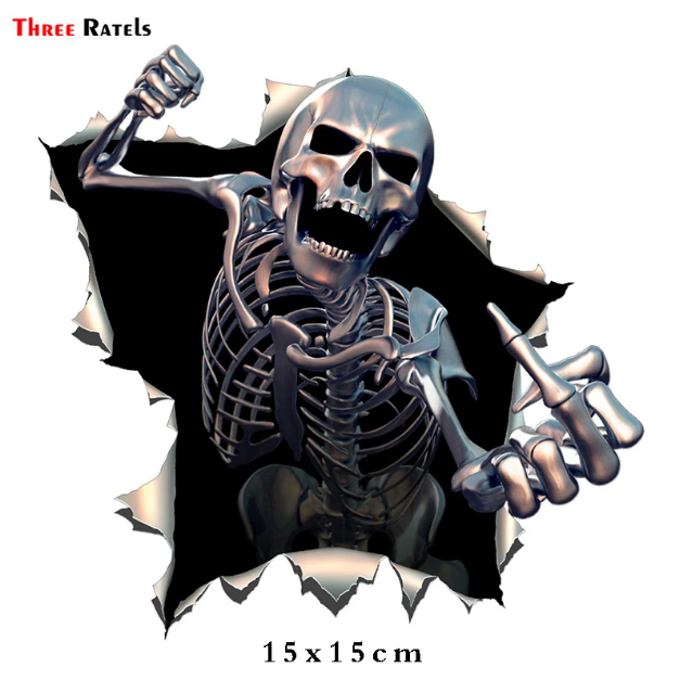Angry Fippin' Chrome Skeleton Decal