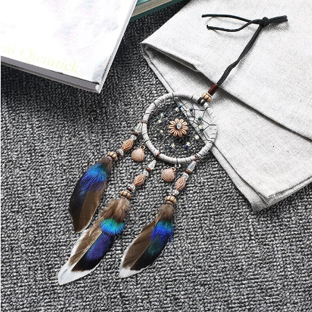 Mini Seashore Feathered Handmade Dreamcatcher Car Mirror