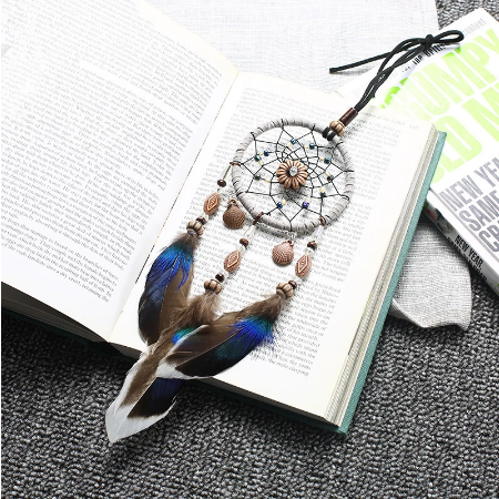 Mini Seashore Feathered Handmade Dreamcatcher Car Mirror