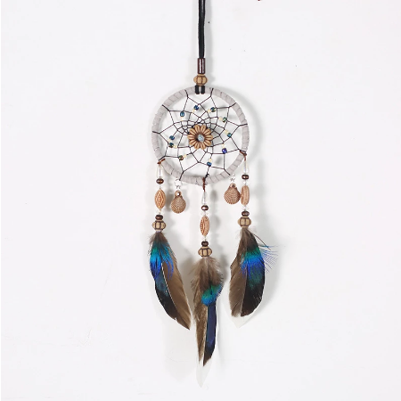 Mini Seashore Feathered Handmade Dreamcatcher Car Mirror
