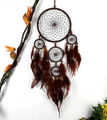 5 Hoop Handmade Dreamcatcher Brown