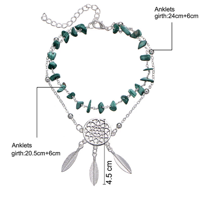 Dreamcatcher Boho Dual Chain Stone Anklet