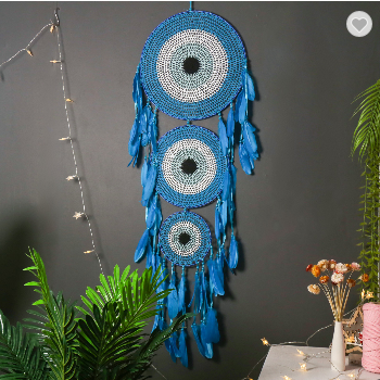 Extra Large Blue Boho Hand Woven Dream Catcher