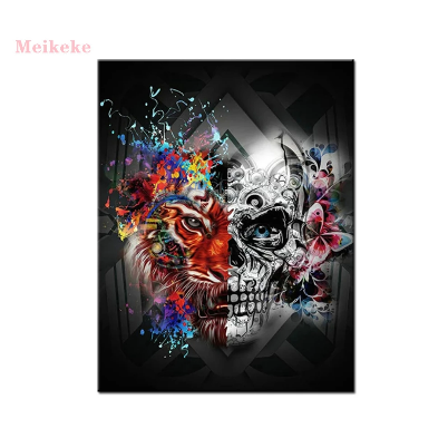 Lion / Human Skull Abstract Diamond Dot Painting Kit
