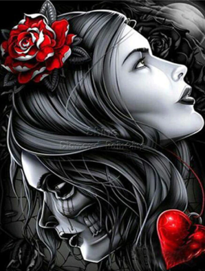 Duality Rose Beauty And Beast Diamond Dot Painting Kit