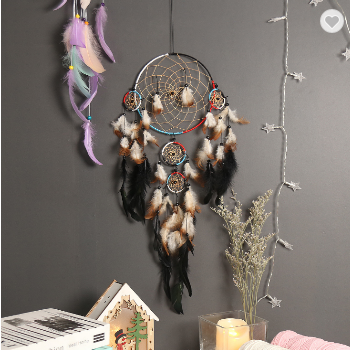 Colorful 5 Hoop Handmade Dreamcatcher Brown