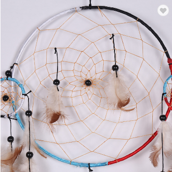 Colorful 5 Hoop Handmade Dreamcatcher Brown