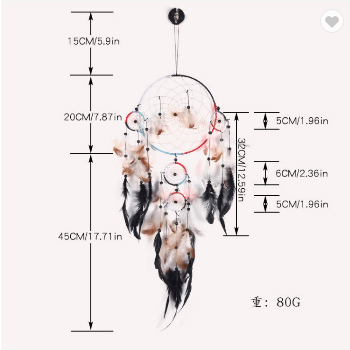 Colorful 5 Hoop Handmade Dreamcatcher Brown