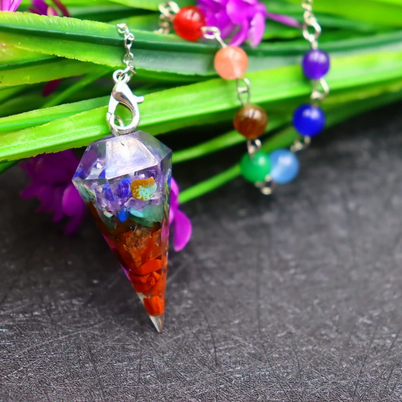 7 Stone Chakra Quartz Divination Pendulum