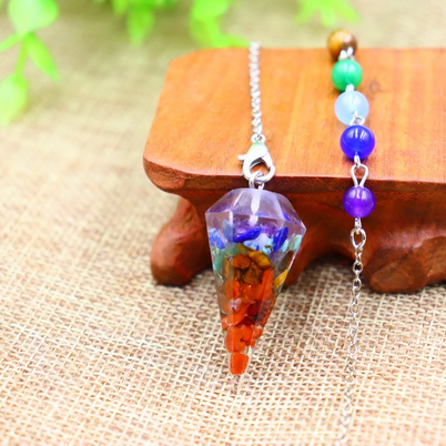 7 Stone Chakra Quartz Divination Pendulum