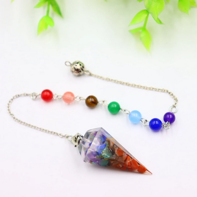 7 Stone Chakra Quartz Divination Pendulum