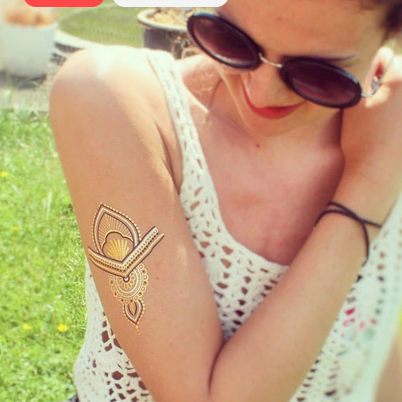 Indian Style Metallic Gold / Silver Henna Temporary Tattoo