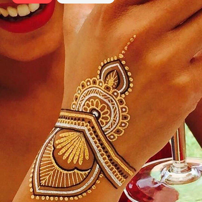 Indian Style Metallic Gold / Silver Henna Temporary Tattoo