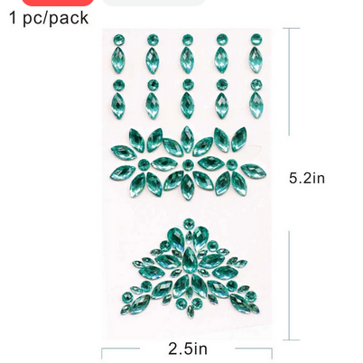 Glitter Joy Henna Style Rhinestone Body Gem Sticker (3 Colors)
