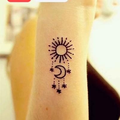 Traditional Black with Crescent Tribal Pattern Temporary Tattoo